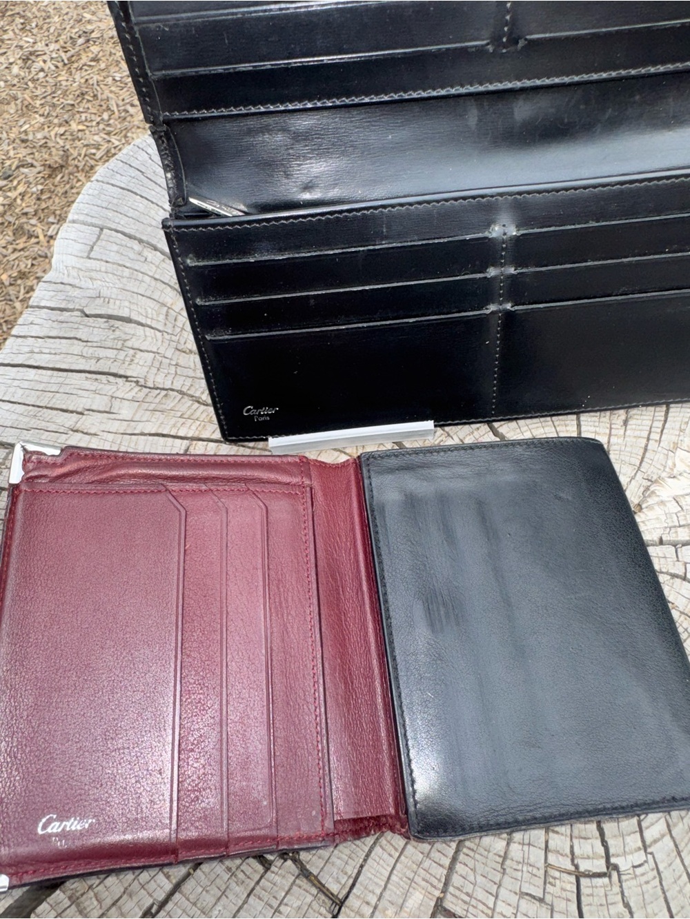 Cartier his and hers black leather wallet set of 2 (resellers bundle) - Picture 3 of 10